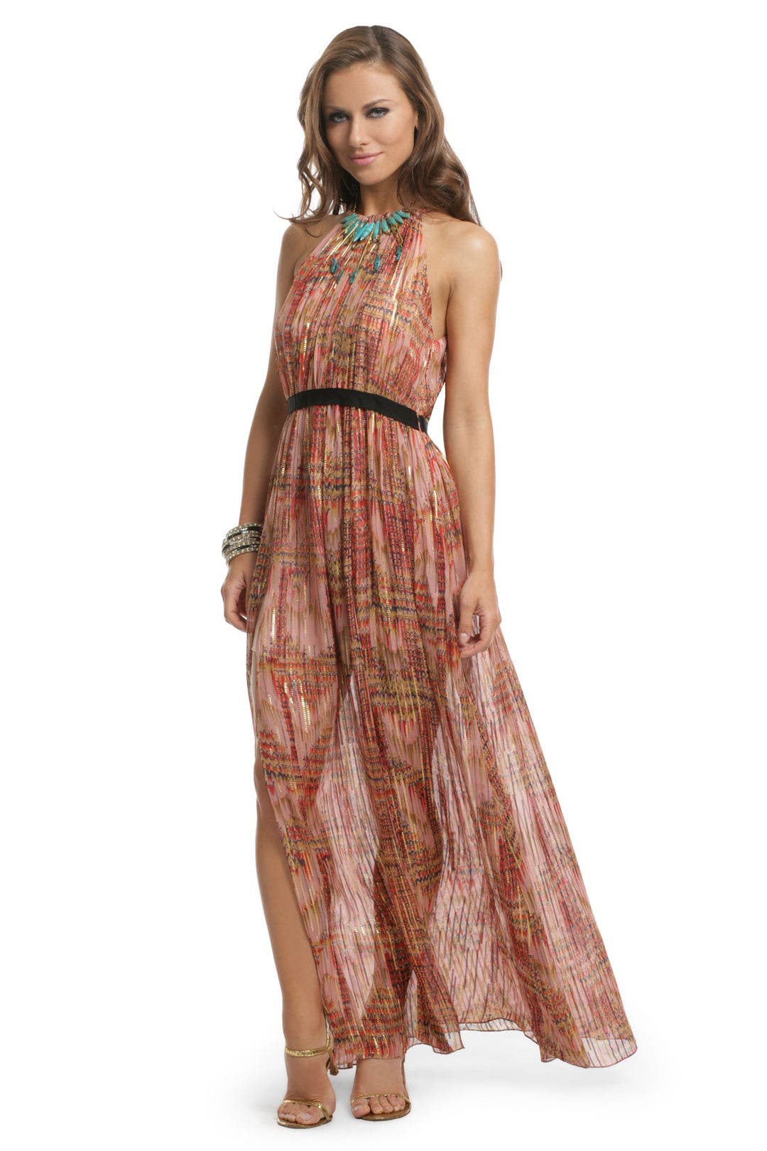Lurex Drip Halter Bow Gown by Thread Social