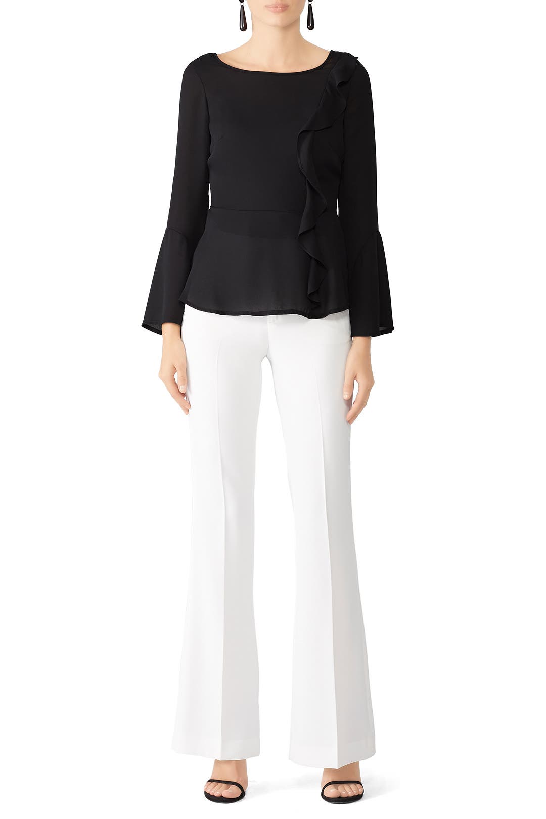 Black Front Ruffle Top by Slate & Willow | Rent the Runway