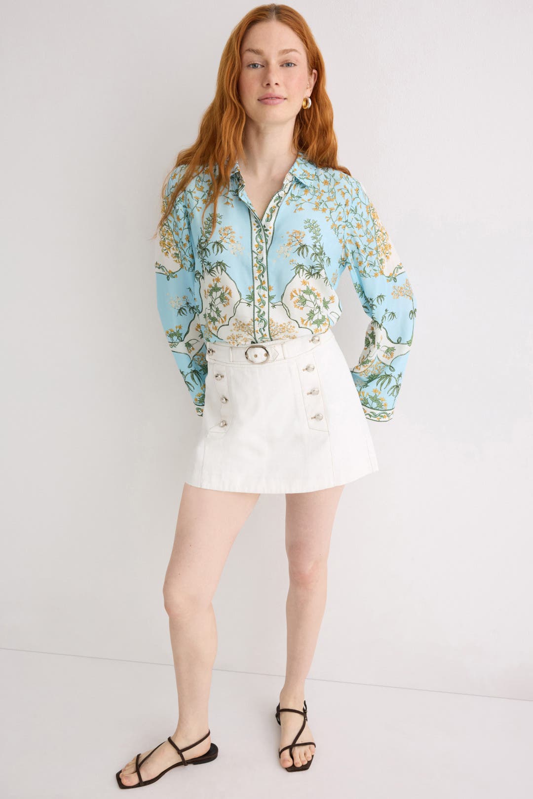 Placed Print Button Up Shirt by Derek Lam 10 Crosby x RTR
