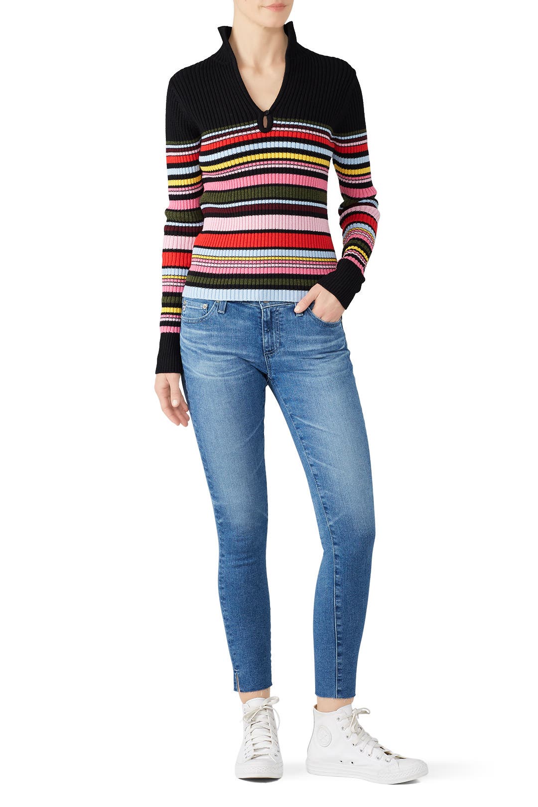 Striped Mock Neck Sweater main image 1