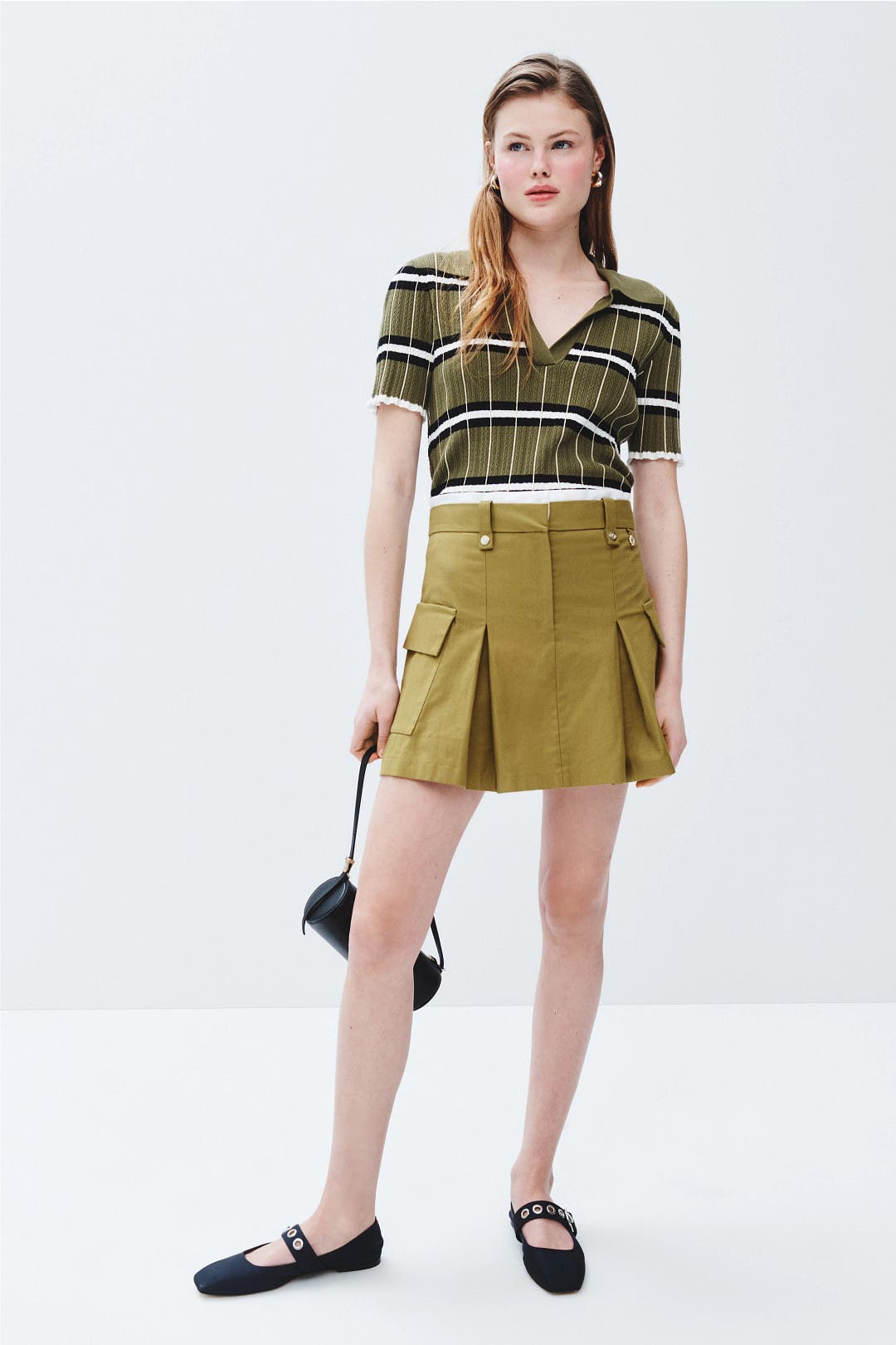 Khaki Zipper Mini Skirt (M)