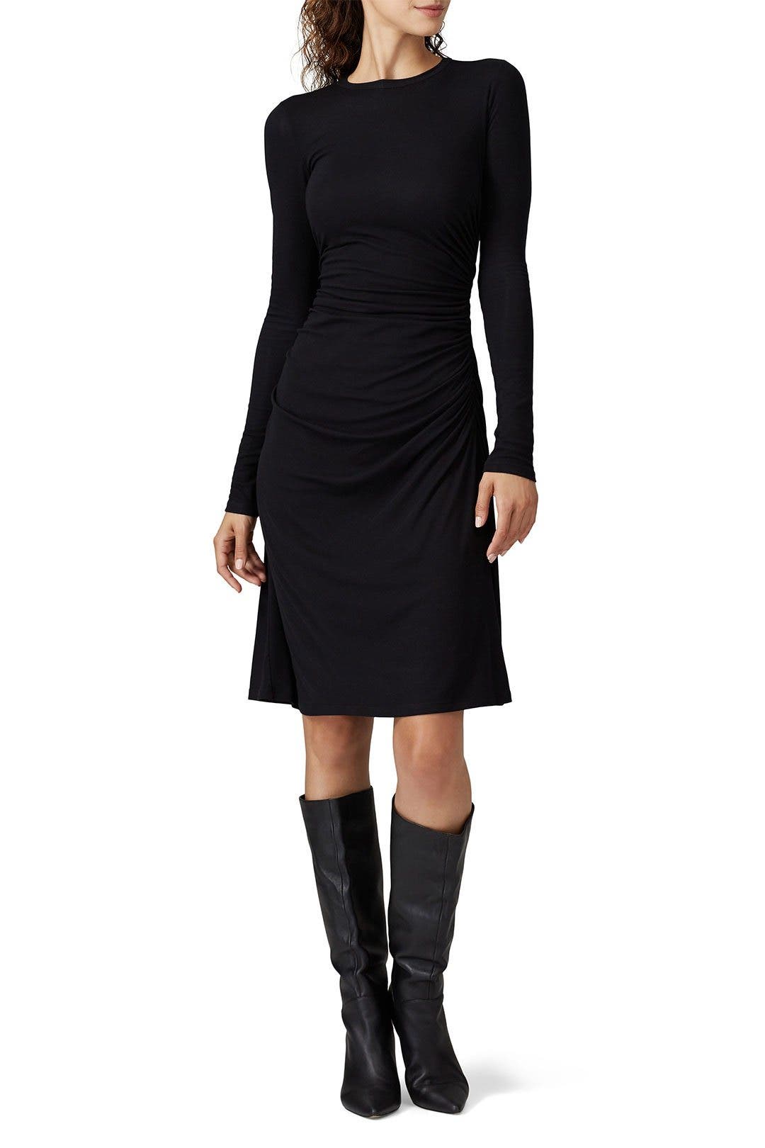 Black gather waisted dress main image 1