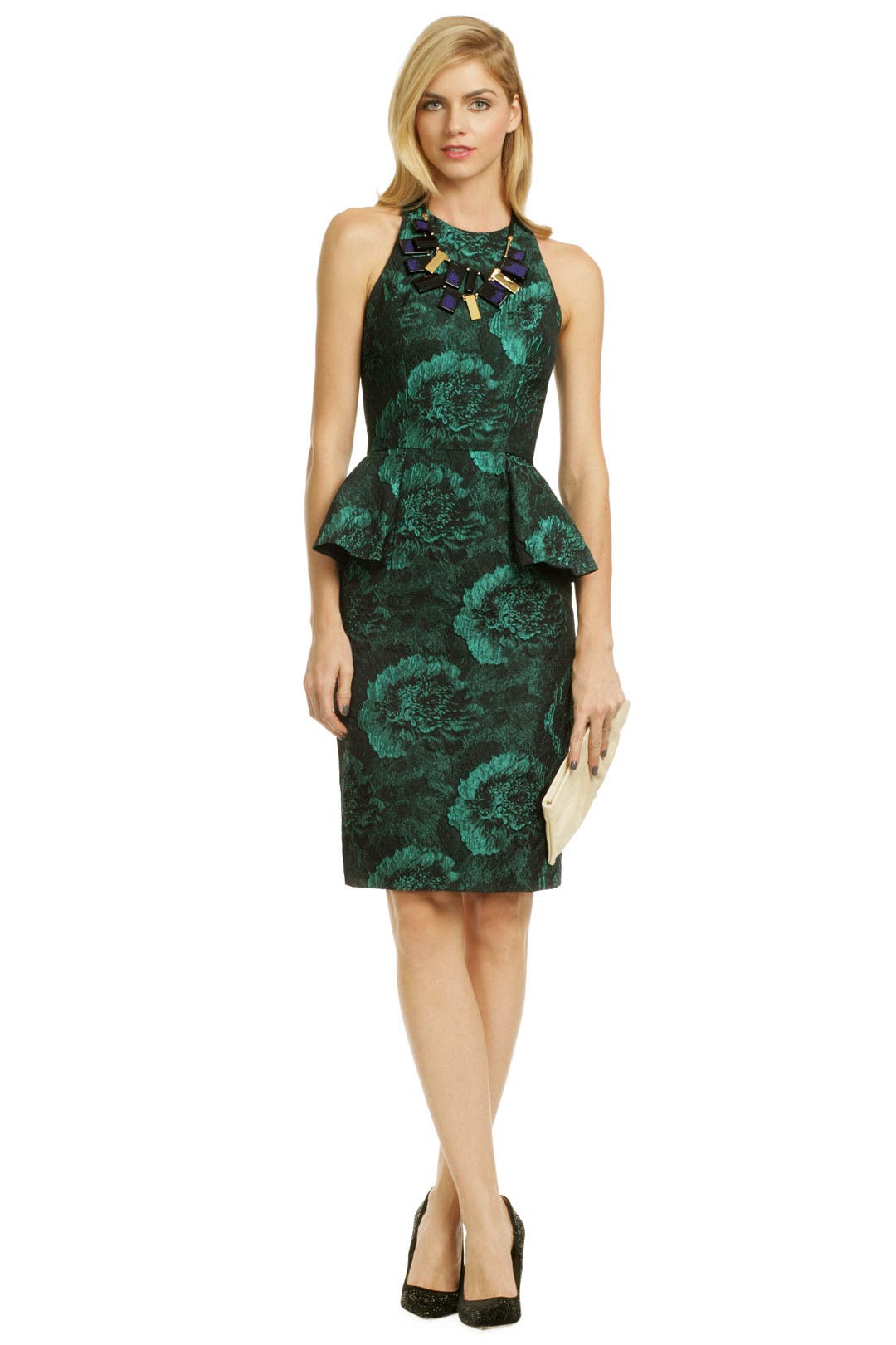 Pom Pom Peplum Sheath by Carmen Marc Valvo