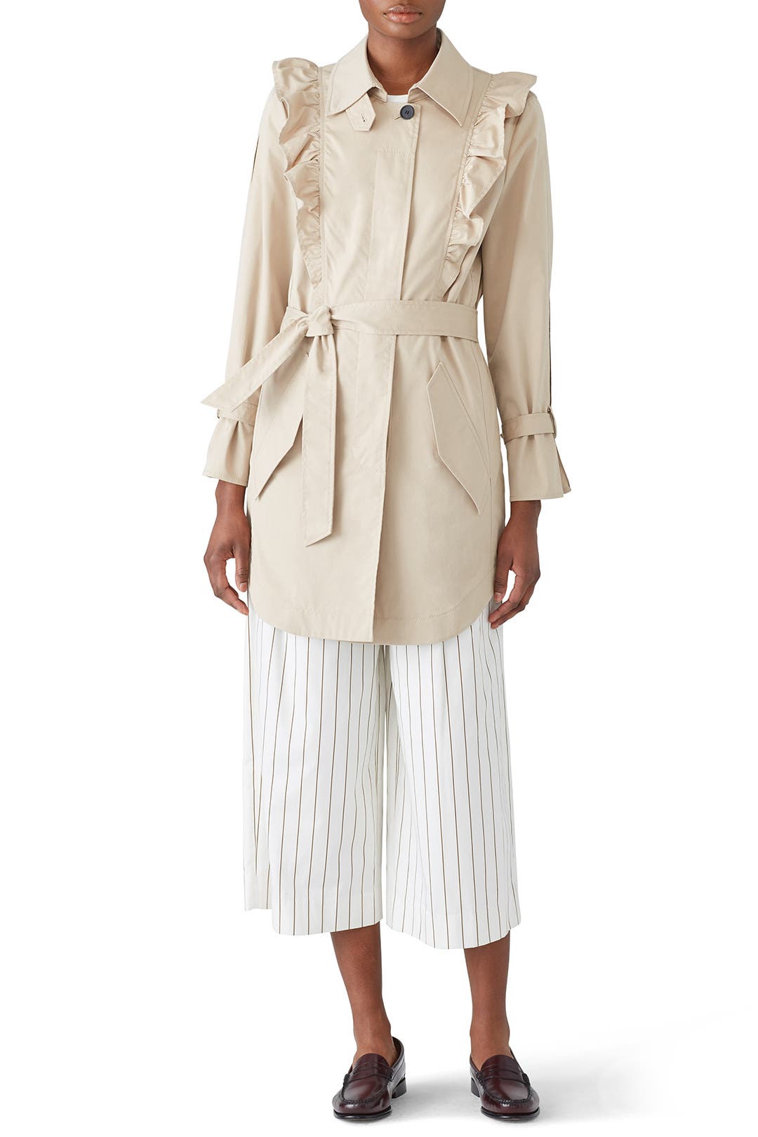 riu♡Side flare glitter trench coat JAYLEY Iridescent Sequin Velvet Trench Coat - Womenswear