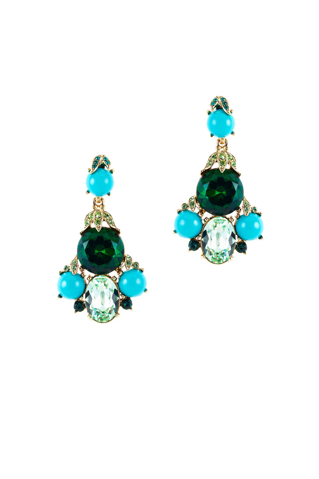 Cyan Crystal Chandelier Earrings by Oscar de la Renta for $70 | Rent ...