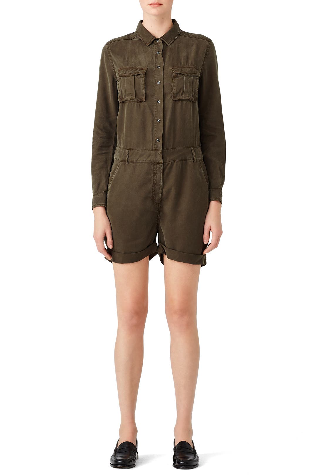 Khaki Combination Romper by The Kooples for 44 Rent the Runway