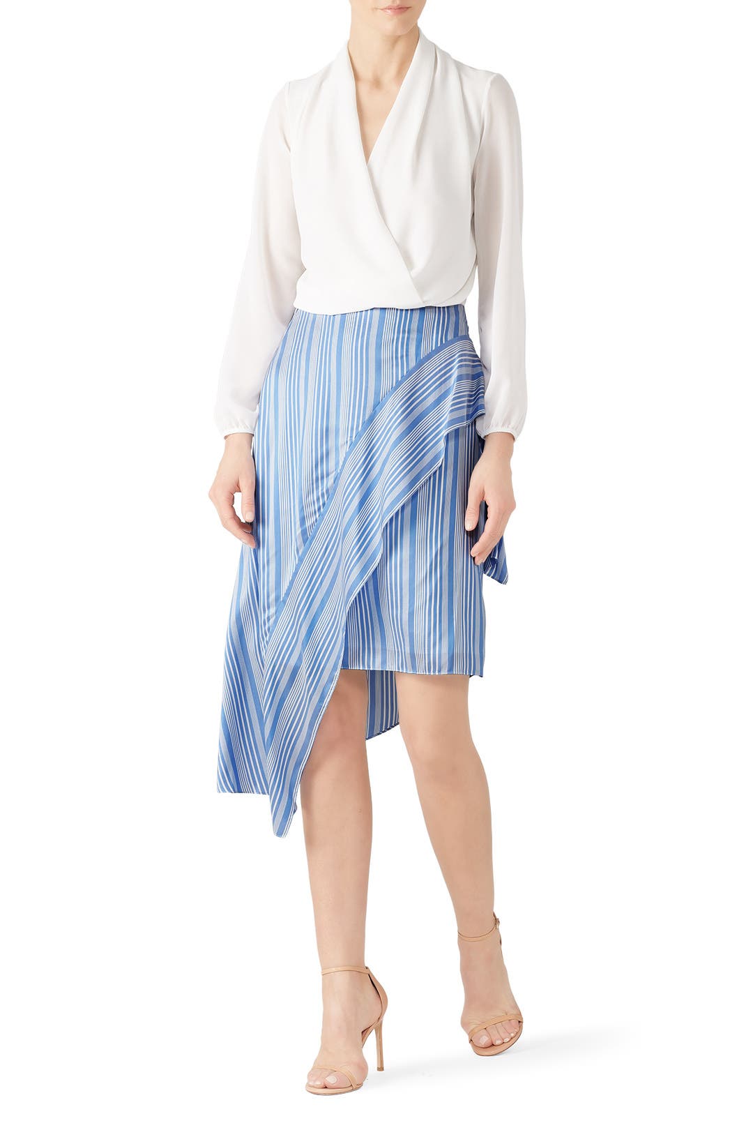 Striped Asymmetrical Skirt by Nina Ricci | Rent the Runway