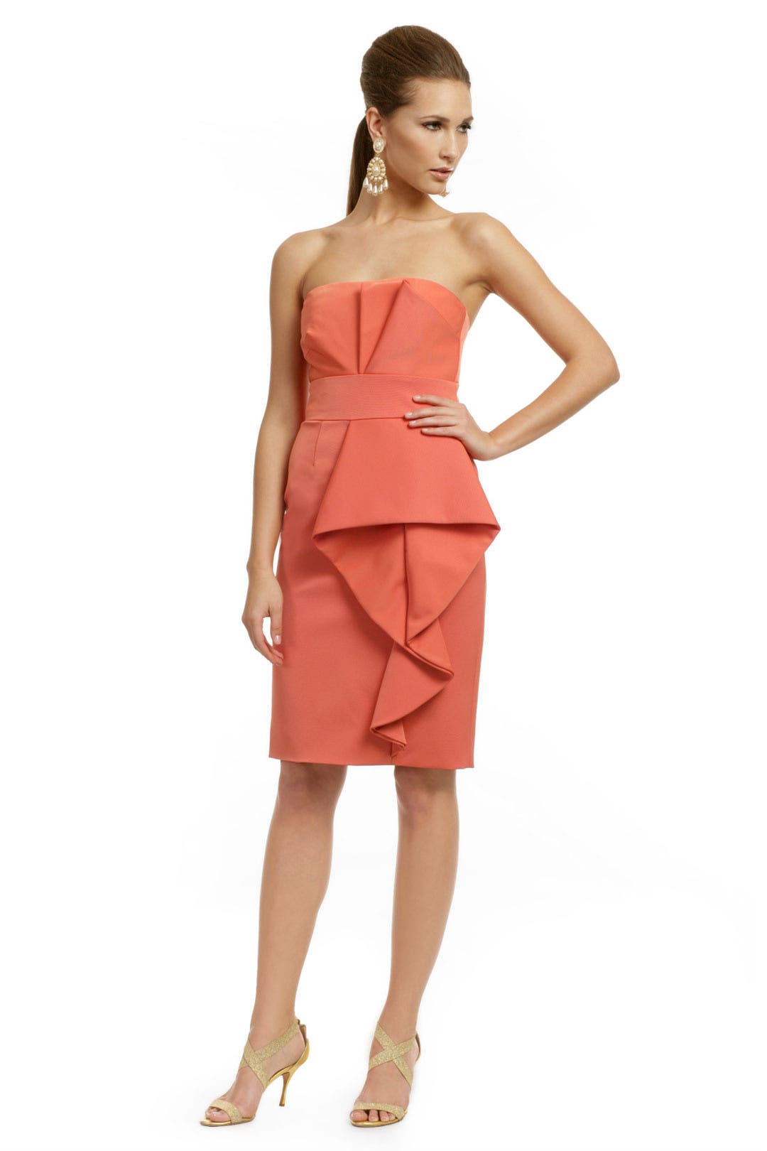 Orange Couture Wave Dress by Lela Rose