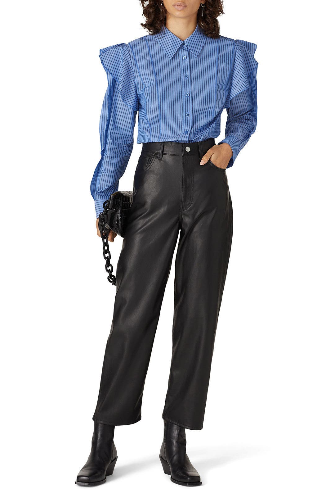 KOCHÉ STRIPED PANELED SATIN TRACK JACKET