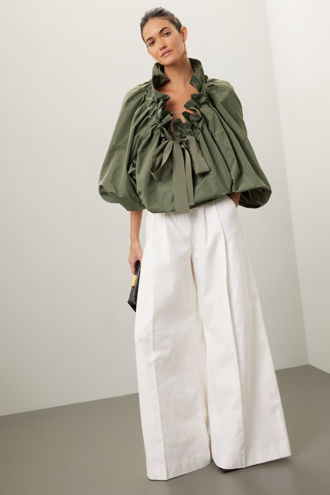 Linen Pleated Palazzo Trousers by Nina Ricci | Rent the Runway