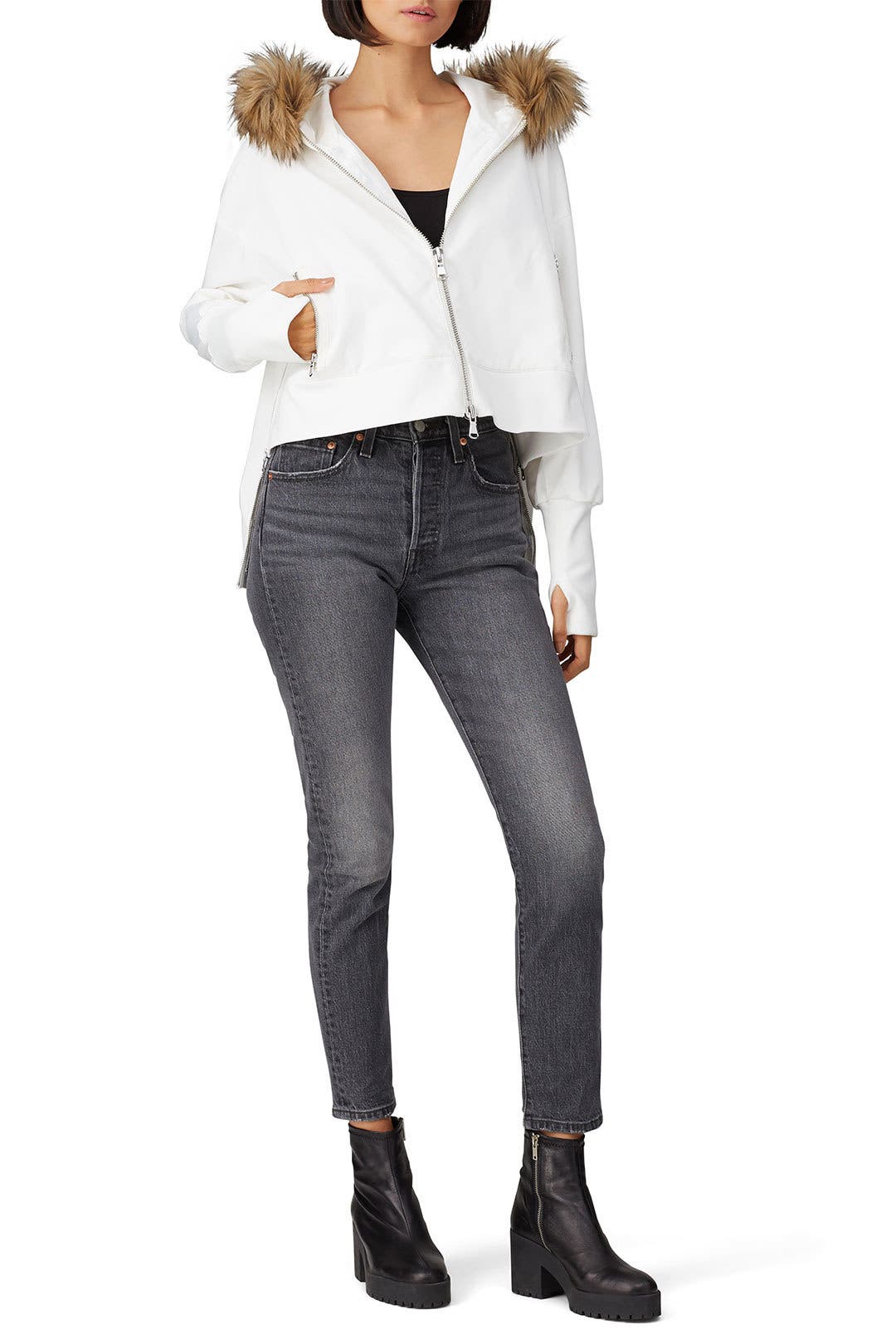 Cropped Faux Fur Collar Jacket by KF/KaufmanFranco x RTR