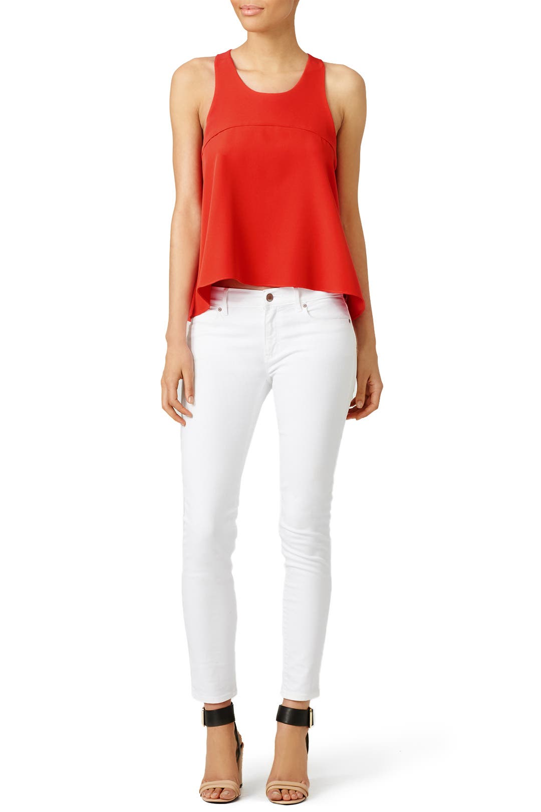 Kat Crinkle Trapeze Top, Red