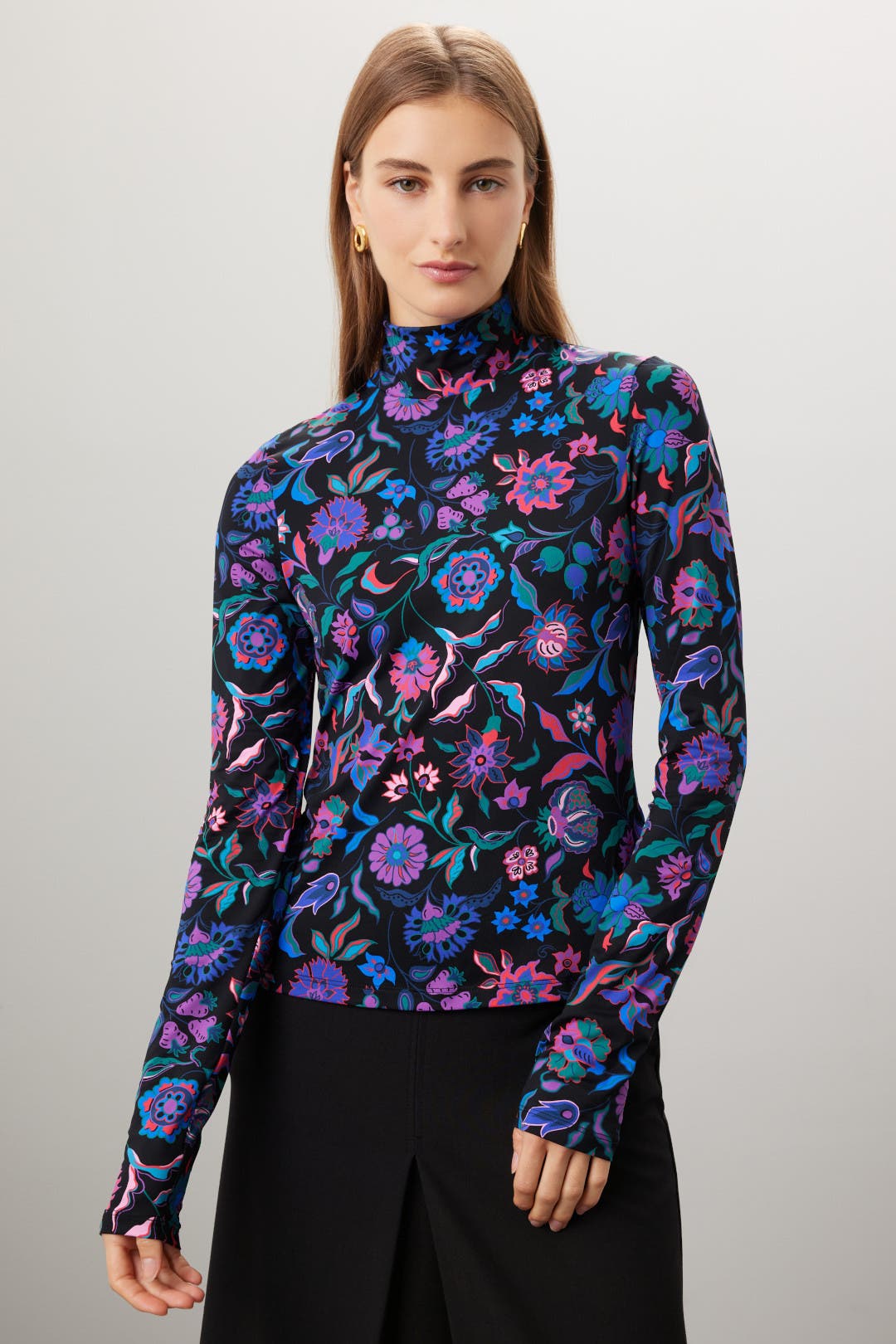 Floral Turtleneck Top by ARIAS NEW YORK | Rent the Runway