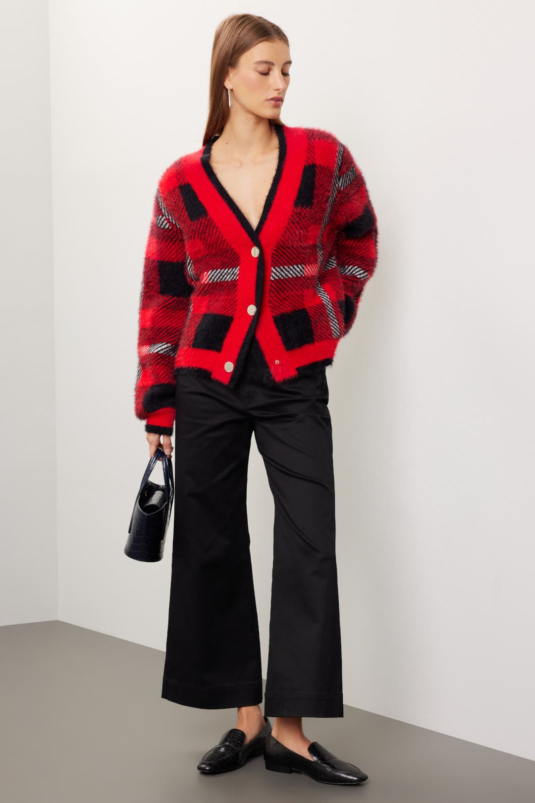 Checker Plaid Cardigan