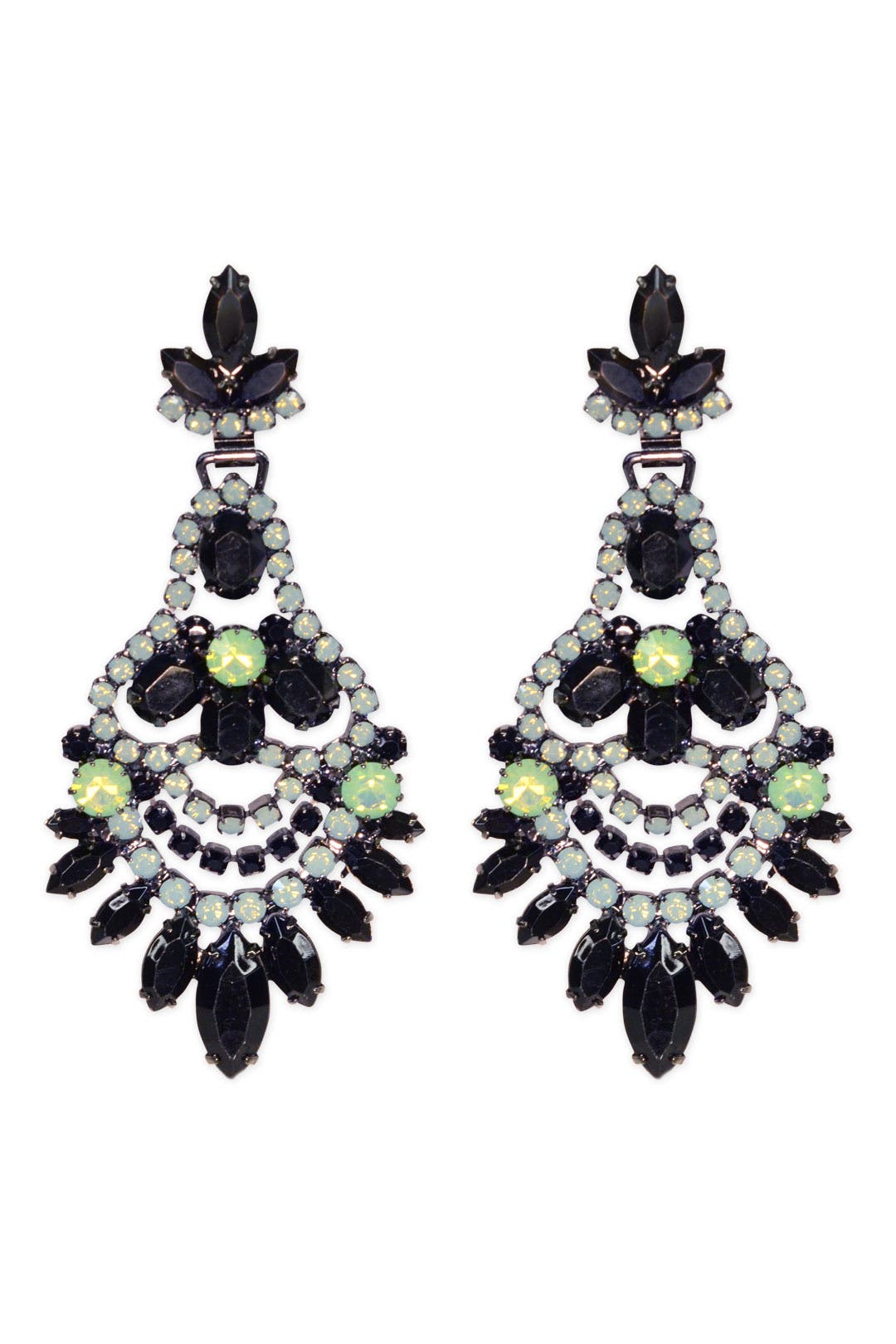 Jet and Jade Navette Earrings by Elizabeth Cole