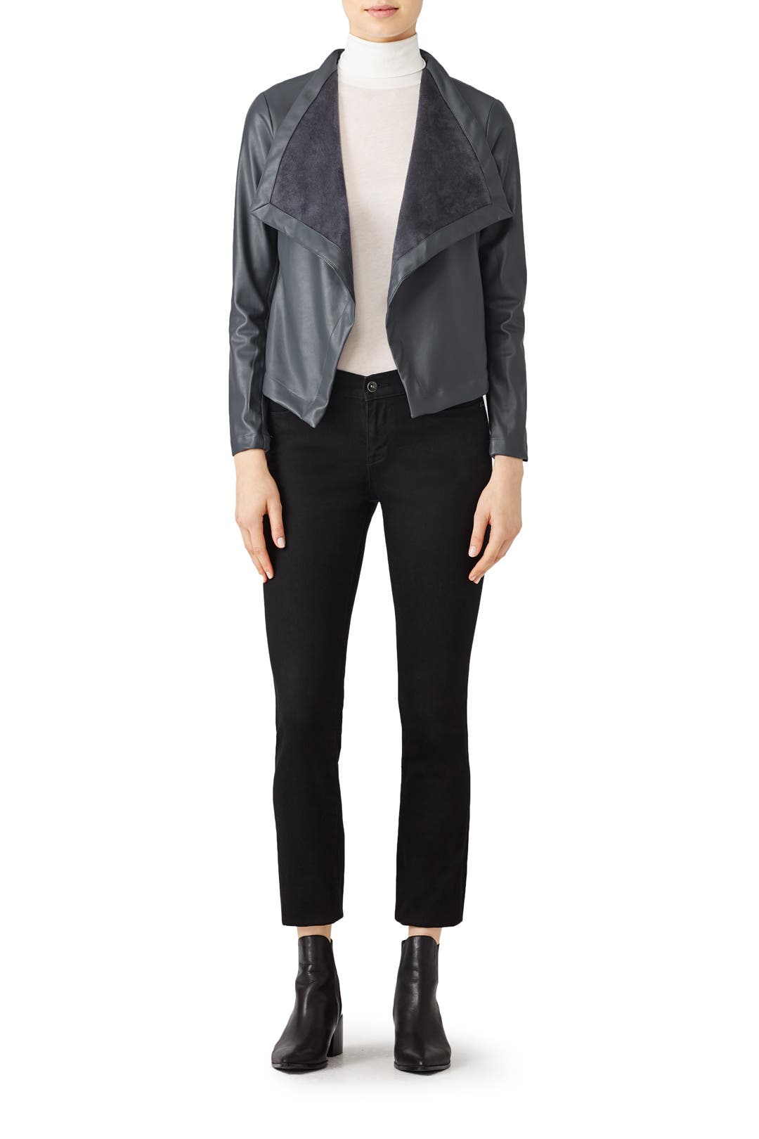 BB DAKOTA Womens Faux Leather Long Sleeve Jacket