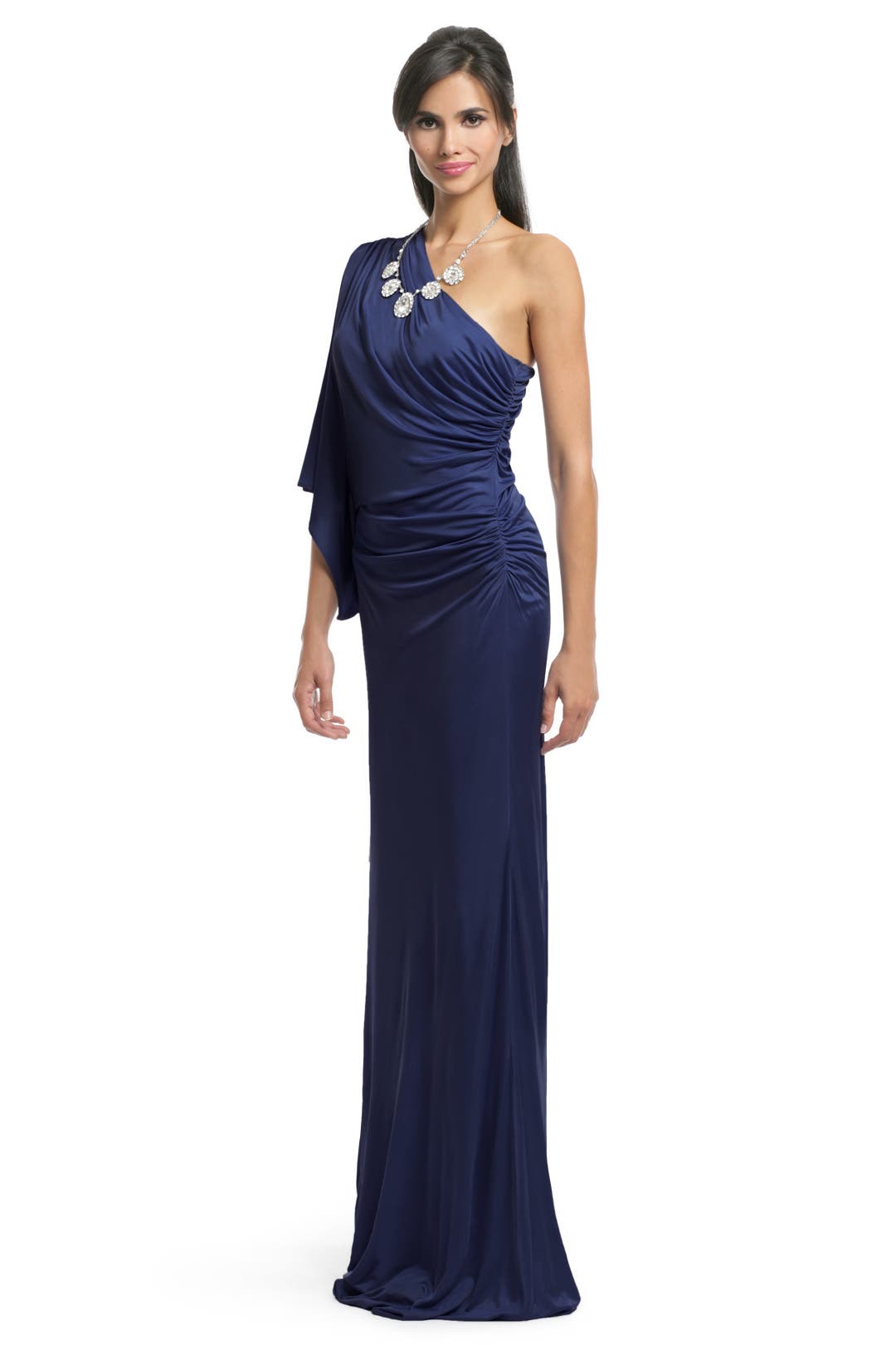 Navy Batwing Draped Gown by Yigal Azrouël