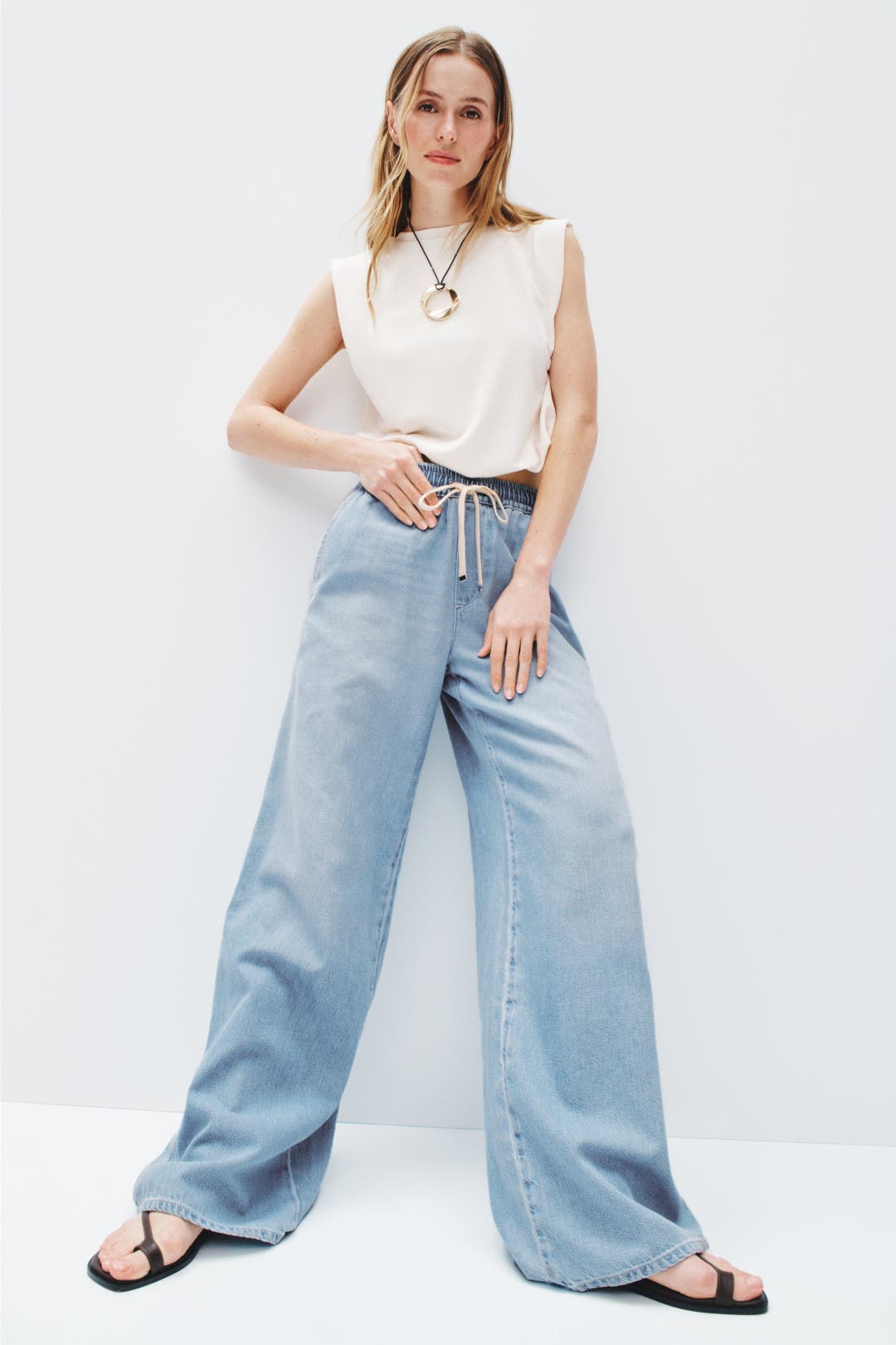 【Anyone more】Demo Vintage Washing Cut Wide Denim Pants Vintage Washing Wide Leg Denim Pants CN14 - Korean Women's