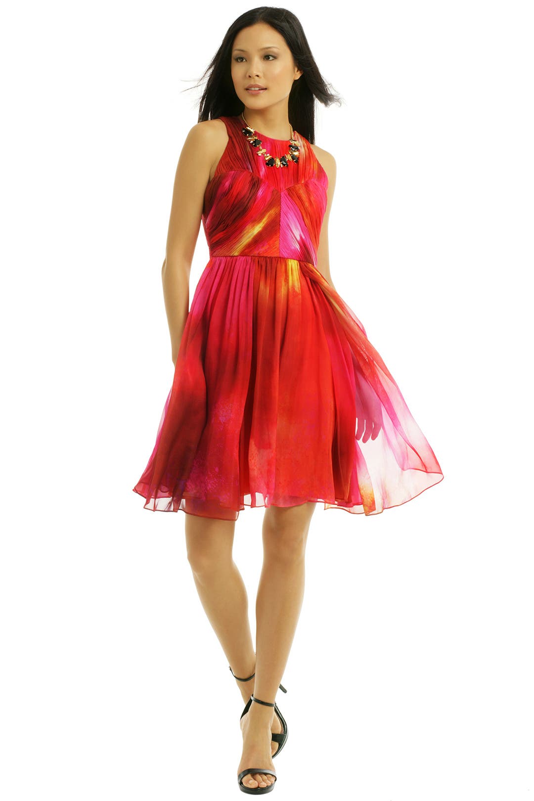 Red Powder Print Chiffon Dress by Matthew Williamson