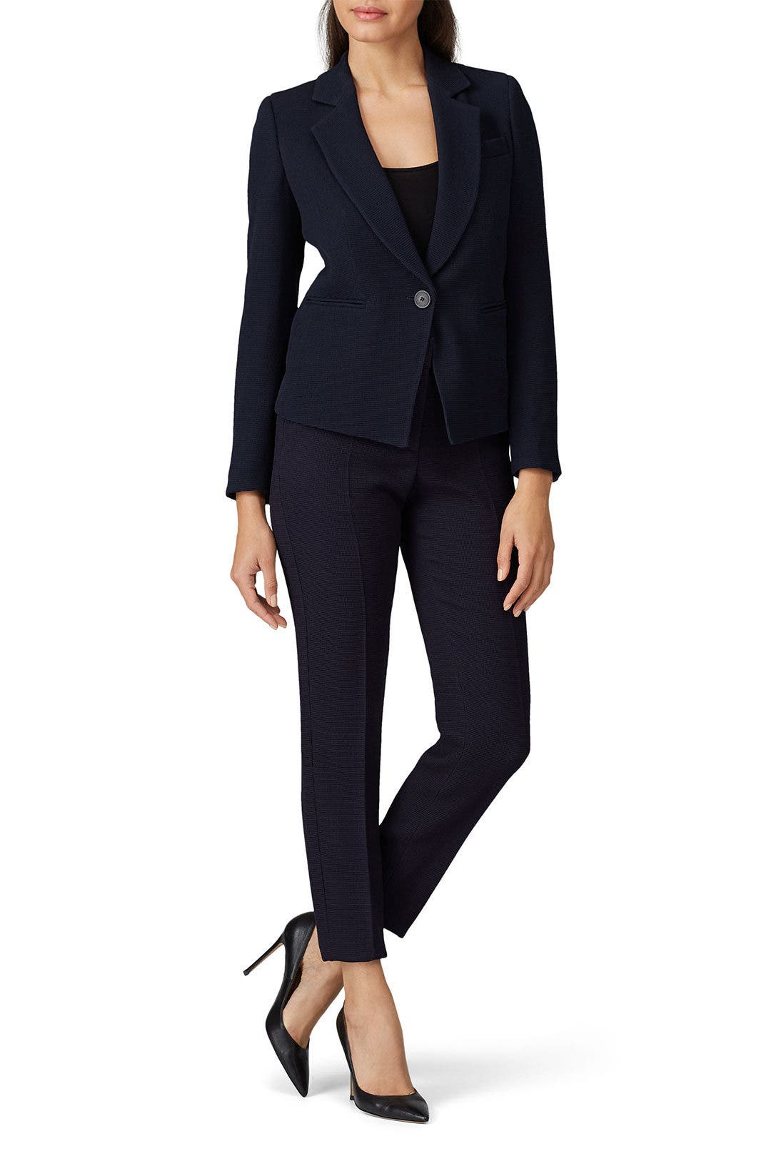 アウターその他 EMPORIO ARMANI Woman Blazer Blue EW002143AF14734 UB092 Stretch Wool One Button Jacket by Emporio Armani | Rent the