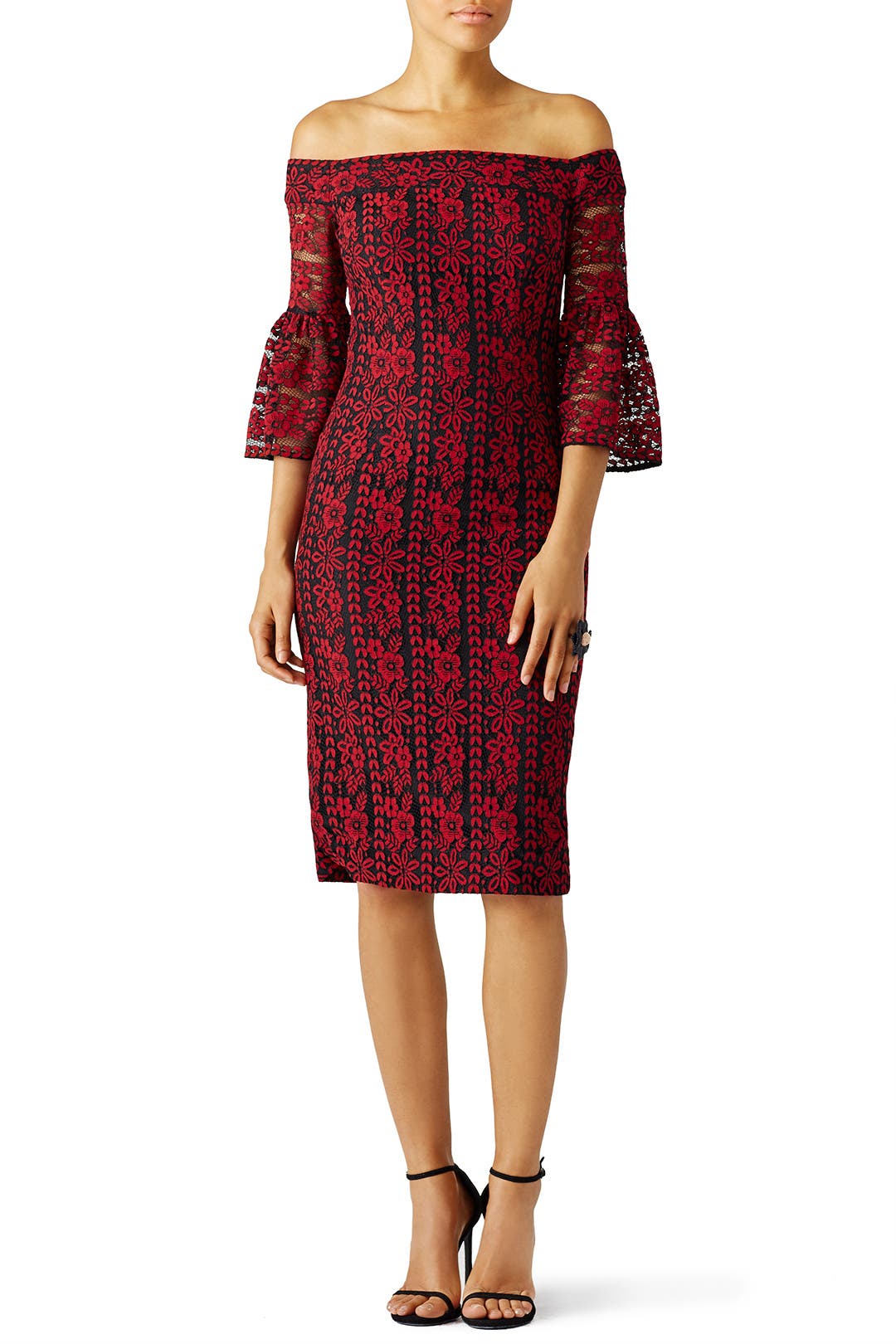 Red Floral Off Shoulder Dress by Cynthia Rowley Rent the Runway