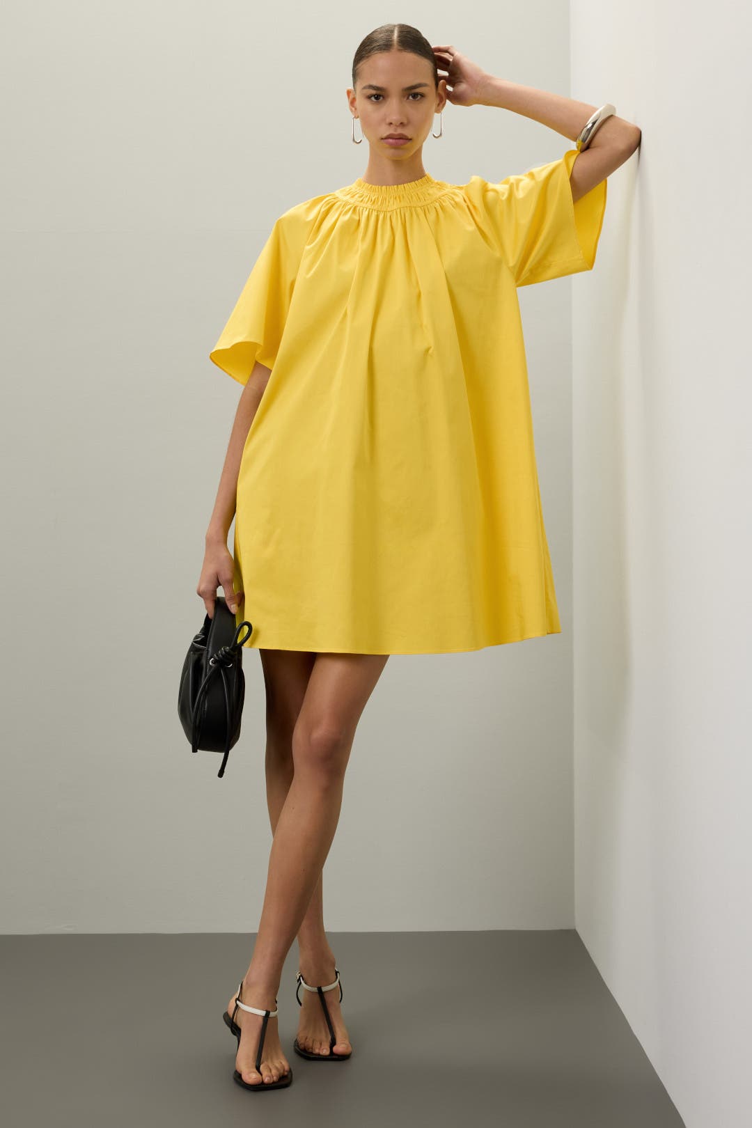 Rosyalps Yellow Solid Shirt Dress