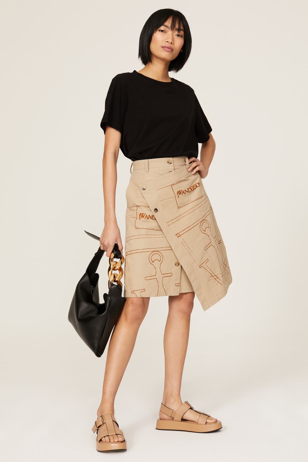 ワンピース JW ANDERSON Women Mid Skirts DR0448PG1601 600 BROWN JWAN35.jpg?auto=webp&optimize=