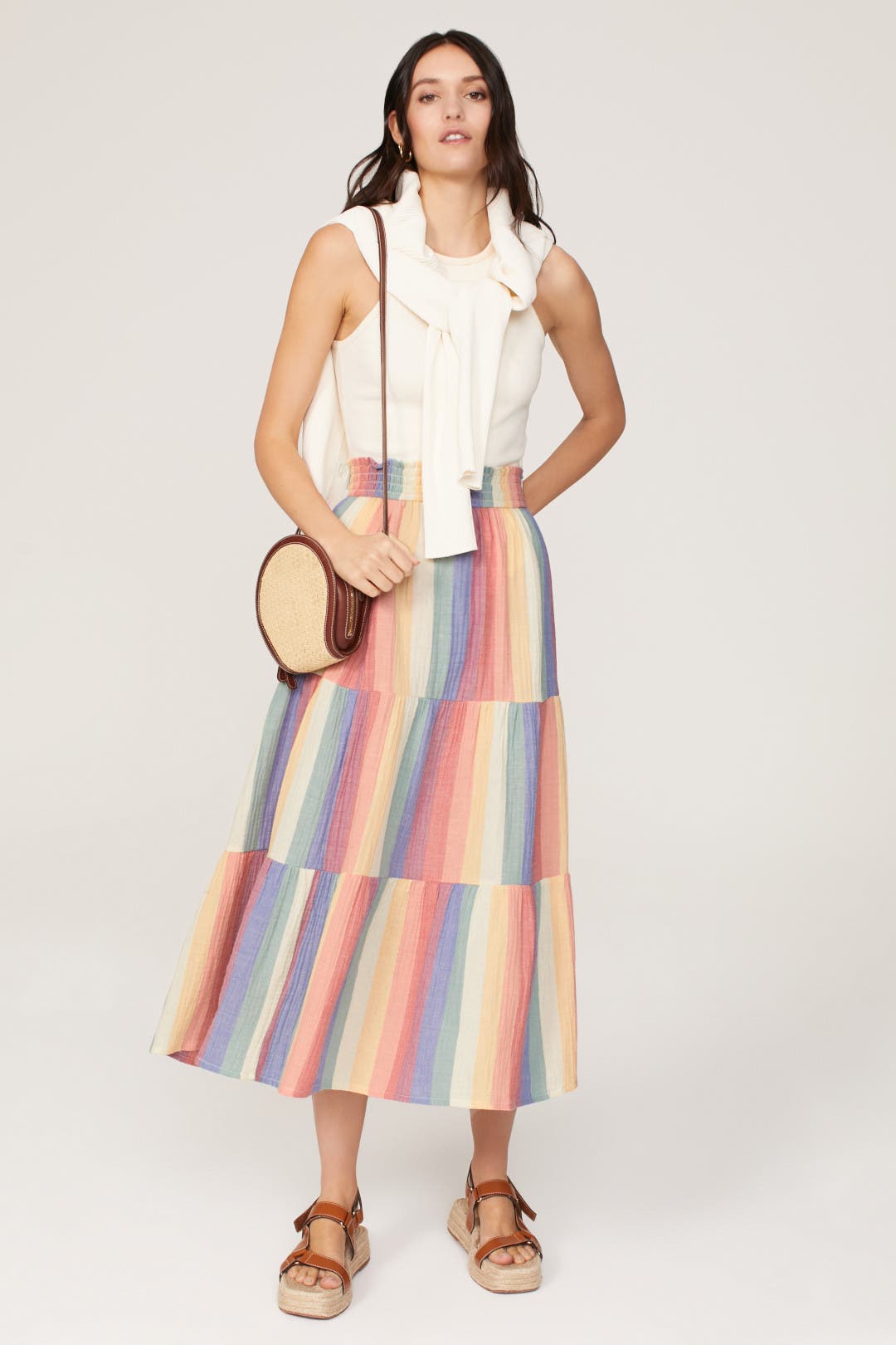 ラップスカートカバーアップ【RONRON】LAYERED KNIT BEACH SKIRT スカート Macrame knitting wrap skirt / マクラメ編みラップ