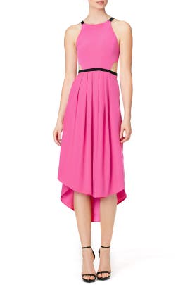 Crepe/Silk Cutout Full-Skirt Sleeveless Maxi Dress 