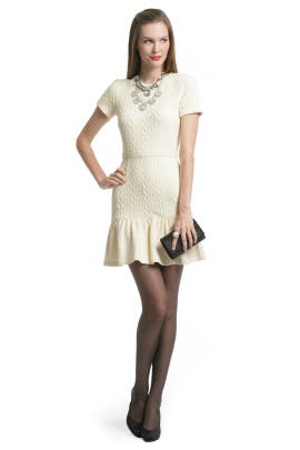 Pleated Short Sleeves Elastane/Jersey/Nylon/Viscose/Knit Dropped   Waistline  Dress