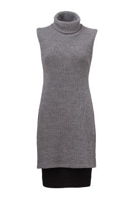 Sleeveless High-Neck Polyester/Wool/Knit Tunic 