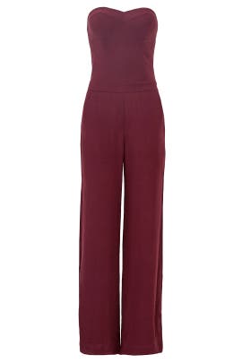 Strapless Slit Acetate/Crepe/Elastane/Viscose Jumpsuit 