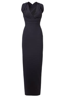V-neck Crepe/Spandex/Wool Sleeveless  Dress