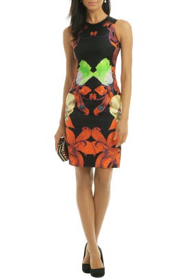 Brocade/Silk Sleeveless Floral Print  Dress