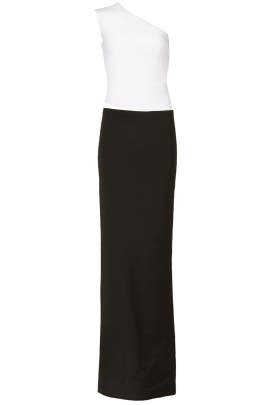 One Shoulder Sleeveless Crepe/Silk Full-Skirt Mesh Sheer  Dress