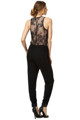 Sleeveless Lace Pleated Acrylic/Crepe/Polyester Jumpsuit 