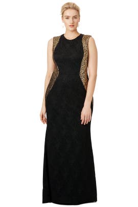 Lace Fitted Acetate/Brocade/Nylon Sleeveless  Dress