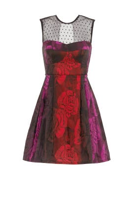 General Print Polyester Sleeveless Jacquard Full-Skirt  Dress