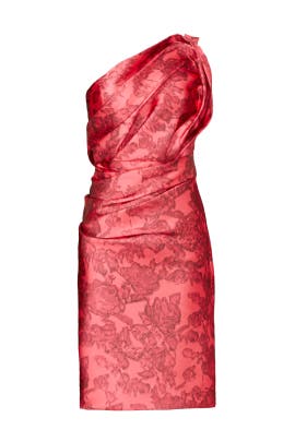 One Shoulder Sleeveless Floral Print Knee Length Polyester/Satin/Silk Ruched Fitted  Dress