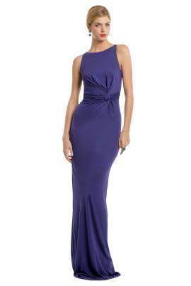 Ruched Open-Back Bateau Neck Jersey  Dress