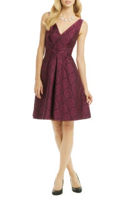 V-neck Jacquard Full-Skirt Polyester Sleeveless  Dress