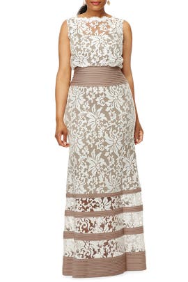 Cotton/Nylon Lace Sleeveless Full-Skirt  Dress