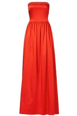 Strapless Acetate/Cotton/Faille Full-Skirt Beaded  Dress