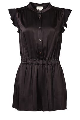 Crepe/Viscose Cap Sleeves  Romper  With Ruffles