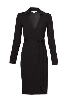 V-neck Long Sleeves Wrap Belted Jersey/Silk  Dress