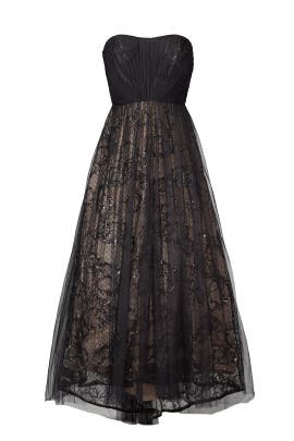 Strapless Full-Skirt Polyester/Silk/Taffeta  Dress