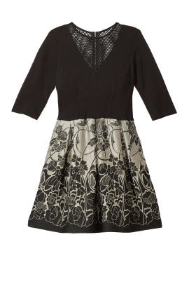 Mesh Jacquard Illusion Acrylic/Nylon/Polyester/Ponte/Spandex/Viscose Floral Print Full-Skirt  Dress