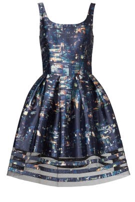 Square Neck Sleeveless Nylon/Polyester Jacquard Full-Skirt  Dress