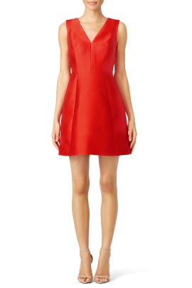 V-neck Cotton/Faille/Silk  Sleeveless Full-Skirt  Dress With a Bow(s)