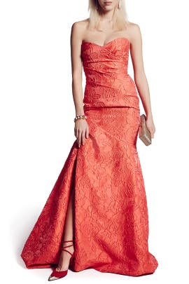 Strapless Sweetheart Acrylic/Polyester/Silk Full-Skirt Ruched Jacquard Slit  Dress